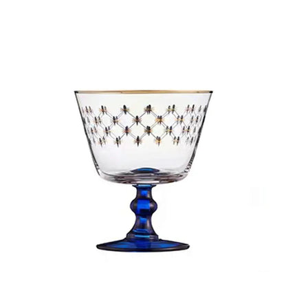 ALDO Kitchen & Dining > Tableware > Drinkware Imperial Cobalt Blue Net Crystal Glass Manual Carved Lead Free Crystal with Gold leaf Whiskey Coctail Glass