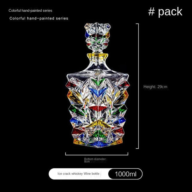 ALDO Kitchen & Dining > Tableware > Drinkware Italian Murano Style Luxury Hand Cut and Painted Colorful Stain lead Free Crystal Free Whisky Vodka Cocktail Glasses and Decanter