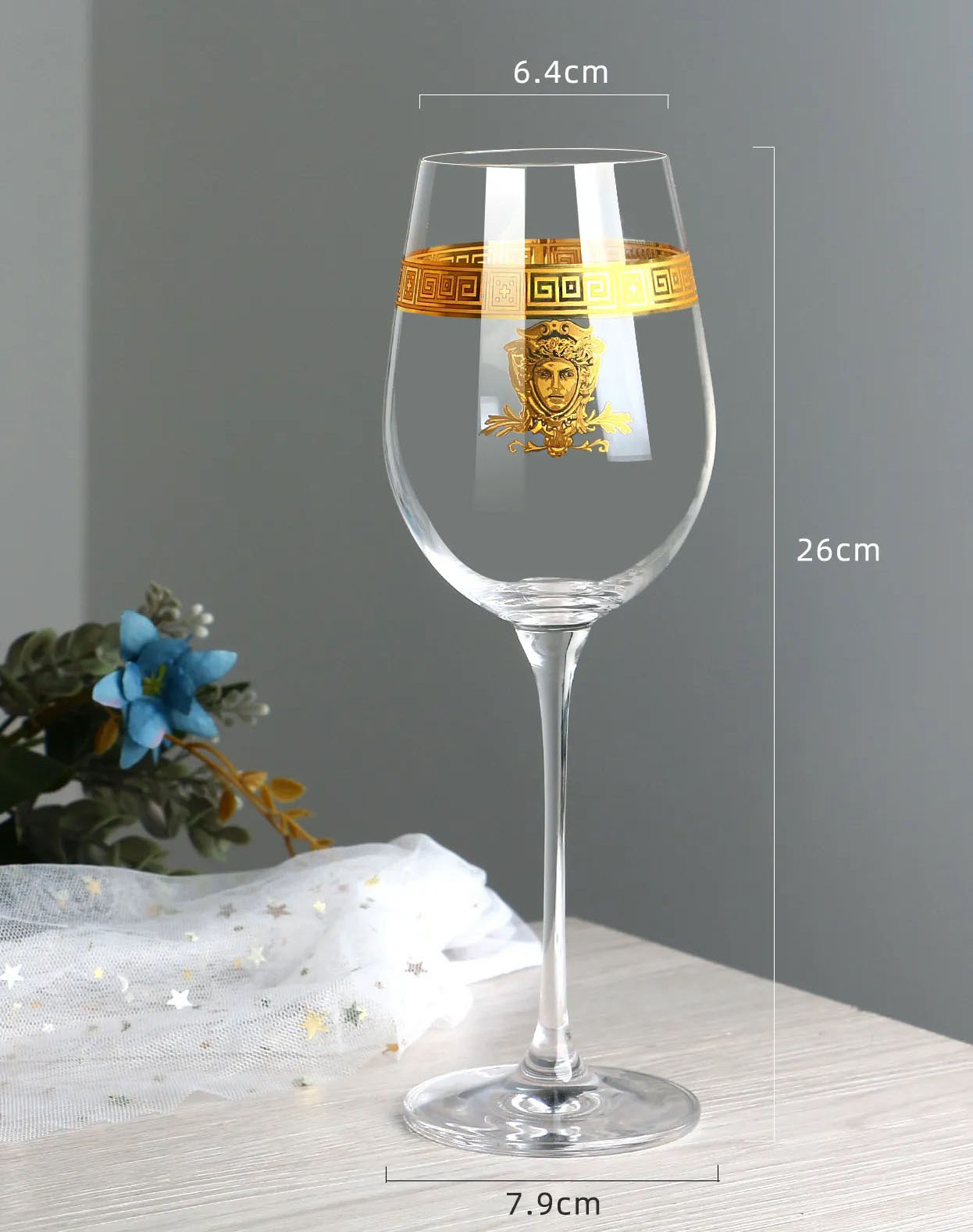 ALDO Kitchen & Dining > Tableware > Drinkware Lead- Free  Crystal Luxury Versace Style Hand Cut and Blown 24 Karat Gold Plated Glasses for Whisky Shampaign Vodka Cocktails