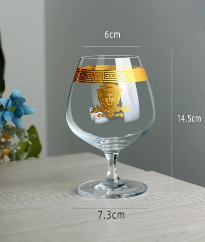 ALDO Kitchen & Dining > Tableware > Drinkware Lead- Free  Crystal Luxury Versace Style Hand Cut and Blown 24 Karat Gold Plated Glasses for Whisky Shampaign Vodka Cocktails