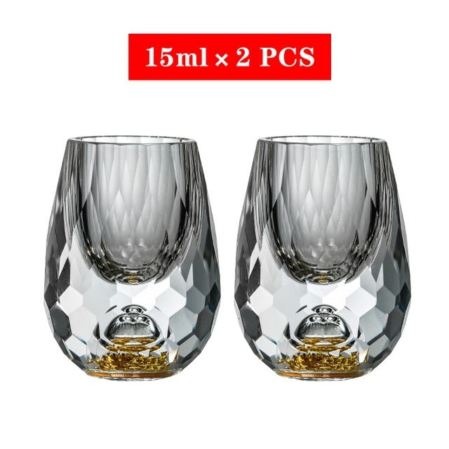 ALDO Kitchen & Dining > Tableware > Drinkware Luxury  Lead Free Crystal Glass 24 karat Gold Foil 58 mm x 32 mm / Lead free Crystal / 52 mm x 43 mm / 58 mm x 32 mm Luxury Lead Free Crystal Glass 24 karat Gold Foil Hand Blown Dimond Cut For Whisky Vodka Glasses