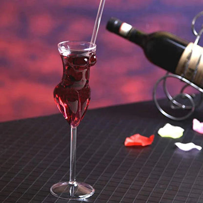 ALDO Kitchen & Dining > Tableware > Drinkware Muticolor Miss Wine Glass Female-shaped Glasses for Champagne,Whiskey, Wine, Cocktails,Glass, Goblet for Party Home Bar