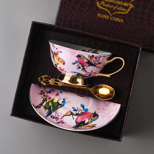 ALDO Kitchen & Dining > Tableware > Drinkware New Coffee and Tea Sets / Porcelain / One Cup One Saucer and One Spoon Gift Set Style1 Royal Classic italian  Art Coffee and Tea Set 24 K Gold Plated Bone China Porcelain