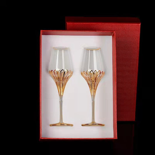 ALDO Kitchen & Dining > Tableware > Drinkware New / Crystal / 19.5 cm toll  x 5.5 cm w Custom Made Wedding Led Free Crystal Champagne Wine Glasses Set of Two