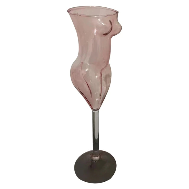 ALDO Kitchen & Dining > Tableware > Drinkware Pink / Lead free Crystal / 9.25"inch toll  x 2.55" inches wide Muticolor Miss Wine Glass Female-shaped Glasses for Champagne,Whiskey, Wine, Cocktails,Glass, Goblet for Party Home Bar