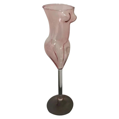ALDO Kitchen & Dining > Tableware > Drinkware Pink / Lead free Crystal / 9.25"inch toll  x 2.55" inches wide Muticolor Miss Wine Glass Female-shaped Glasses for Champagne,Whiskey, Wine, Cocktails,Glass, Goblet for Party Home Bar