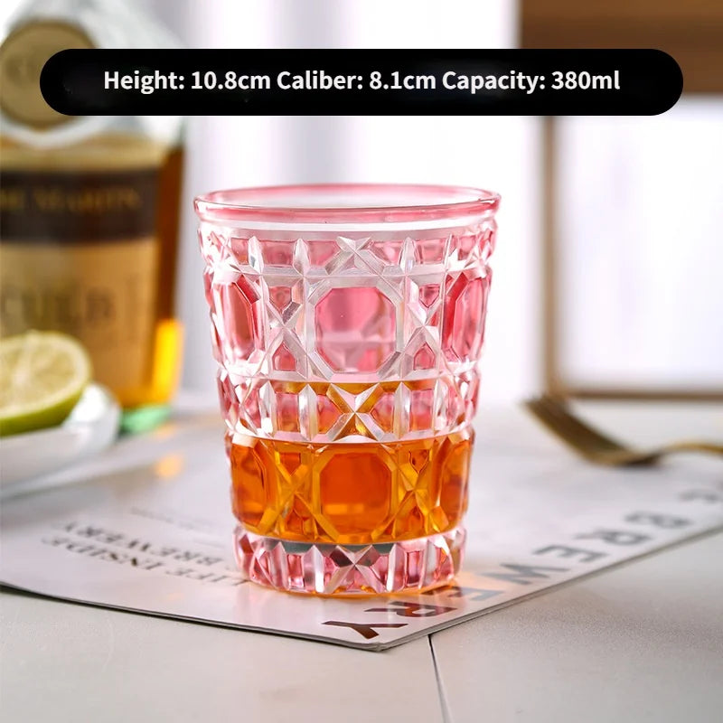 ALDO Kitchen & Dining > Tableware > Drinkware Pink Muticolor  New Style Crystal Glasses for Champagne,Whiskey, Wine, Cocktails,Whiskey, Vodka, Sake