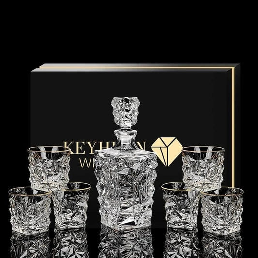 ALDO Kitchen & Dining > Tableware > Drinkware Private Collection Bohemia Whiskey Crystal Led-Free Diamond Cut Decanter and Six Glasses Gift Set