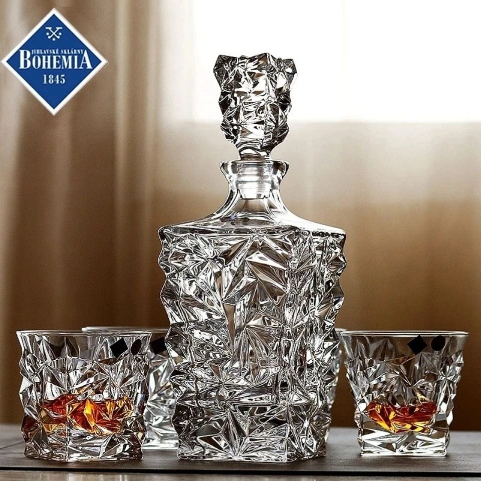 ALDO Kitchen & Dining > Tableware > Drinkware Private Collection Bohemia Whiskey Crystal Led-Free Diamond Cut Decanter and Six Glasses Gift Set