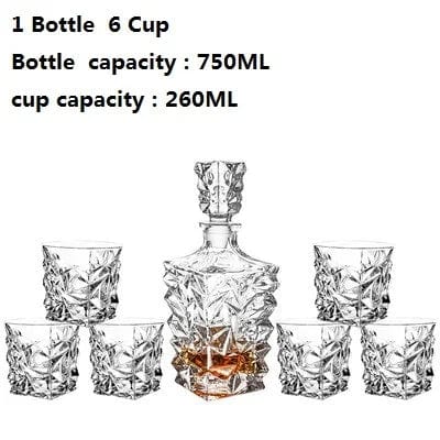 ALDO Kitchen & Dining > Tableware > Drinkware Private Collection Bohemia Whiskey Crystal Led-Free Diamond Cut Decanter and Six Glasses Gift Set