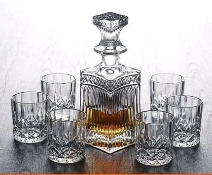 ALDO Kitchen & Dining > Tableware > Drinkware Private Collection Bohemia Whiskey Crystal Led-Free Royal Cut Decanter and Six Glasses Gift Set