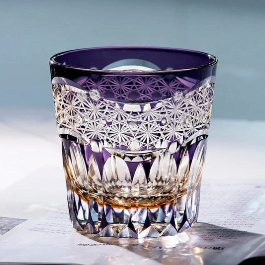 ALDO Kitchen & Dining > Tableware > Drinkware Private Collection Purple Star Japanese Edo Kiriko Crystal Hand Cut Whiskey Crystal Glass
