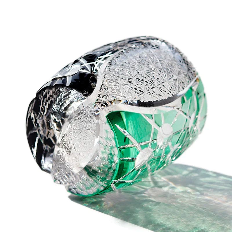 ALDO Kitchen & Dining > Tableware > Drinkware Private Collections  Royal Court Black Green Planet Japanese Edo Kiriko Whiskey Crystal Diamond Cut Glass