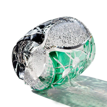ALDO Kitchen & Dining > Tableware > Drinkware Private Collections  Royal Court Black Green Planet Japanese Edo Kiriko Whiskey Crystal Diamond Cut Glass