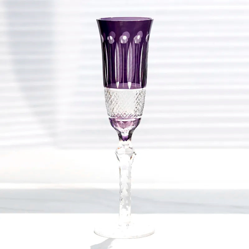 ALDO Kitchen & Dining > Tableware > Drinkware Purple Amazing Luxury Japanize Lead Free Hand Cut and Hand Blown Champagne Flute Crystal  Glasses