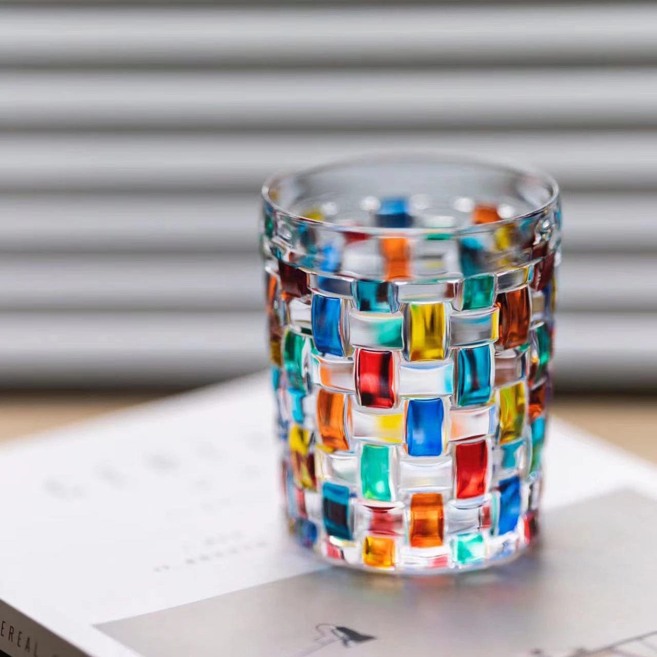 ALDO Kitchen & Dining > Tableware > Drinkware Rainbow Italian Murano Style Luxury Hand Cut and Painted Colorful Stain lead Free Crystal Free Whisky Vodka Cocktail Glasses