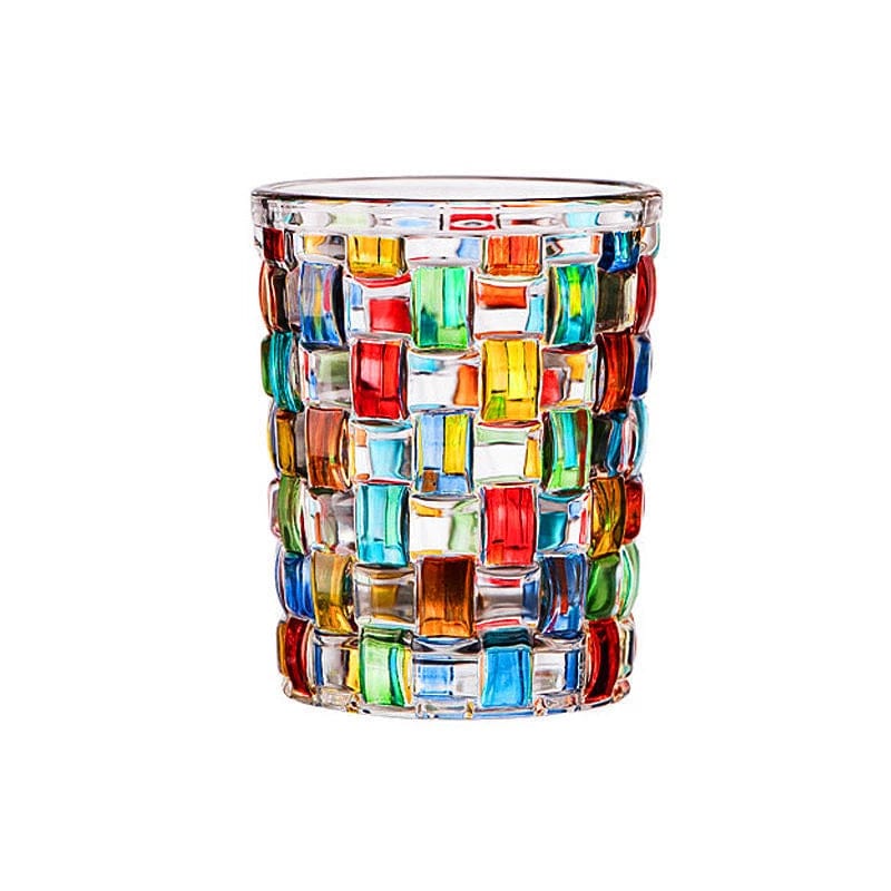 ALDO Kitchen & Dining > Tableware > Drinkware Rainbow Italian Murano Style Luxury Hand Cut and Painted Colorful Stain lead Free Crystal Free Whisky Vodka Cocktail Glasses