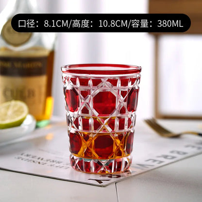 ALDO Kitchen & Dining > Tableware > Drinkware Red Muticolor  New Style Crystal Glasses for Champagne,Whiskey, Wine, Cocktails,Whiskey, Vodka, Sake