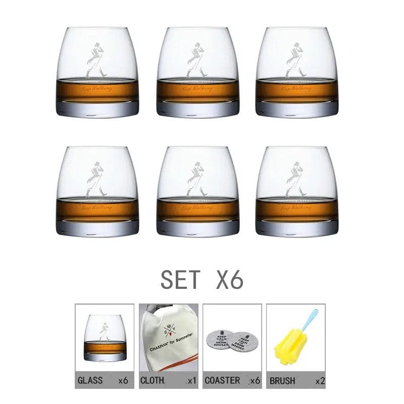 ALDO Kitchen & Dining > Tableware > Drinkware Set of Six Private Collection Elegant Johnnie Walker Scotch Whisky Lead-Free Crystal Glass