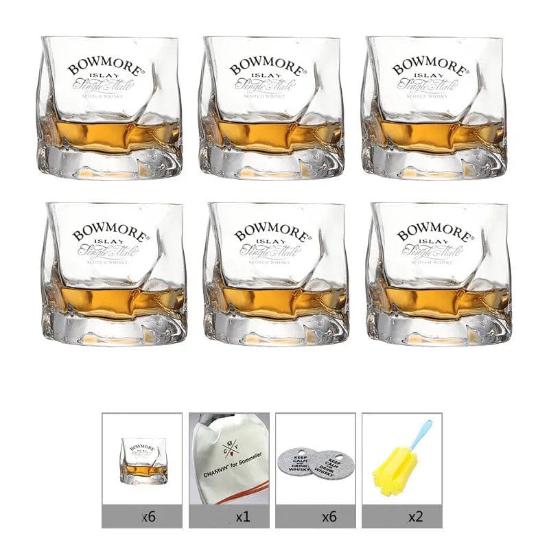 ALDO Kitchen & Dining > Tableware > Drinkware Set of Six Private Collection Elegant Old Fashioned Bowmore Single Malt Scotch Whisky Lead-Free Crystal Glass