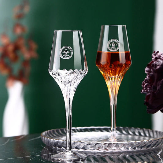 ALDO Kitchen & Dining > Tableware > Drinkware Set of Two Custom Made King Louis XIII With Royal lily Monogram Wedding Led Free Crystal Champagne Wine Whiskey Glasses