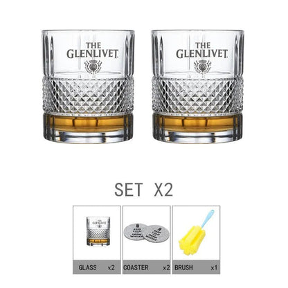 ALDO Kitchen & Dining > Tableware > Drinkware Set of Two Private Collection Elegant Glenlivet Single Malt Scotch Whisky Lead-Free Crystal Glass