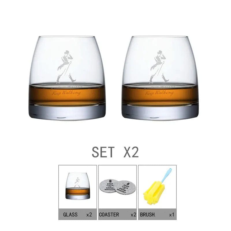 ALDO Kitchen & Dining > Tableware > Drinkware Set of Two Private Collection Elegant Johnnie Walker Scotch Whisky Lead-Free Crystal Glass