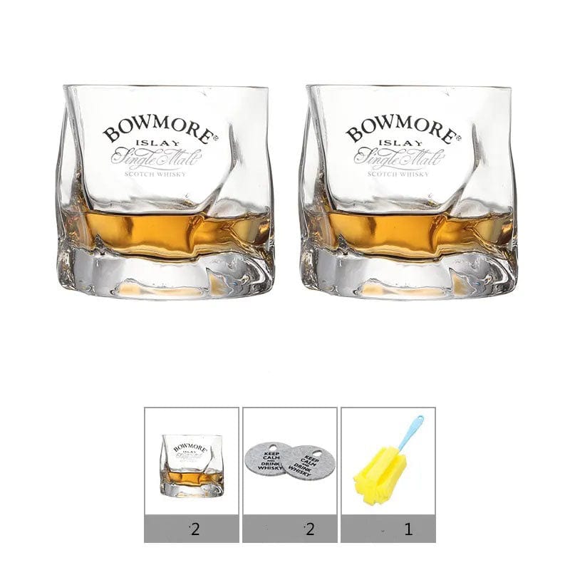 ALDO Kitchen & Dining > Tableware > Drinkware Set of Two Private Collection Elegant Old Fashioned Bowmore Single Malt Scotch Whisky Lead-Free Crystal Glass