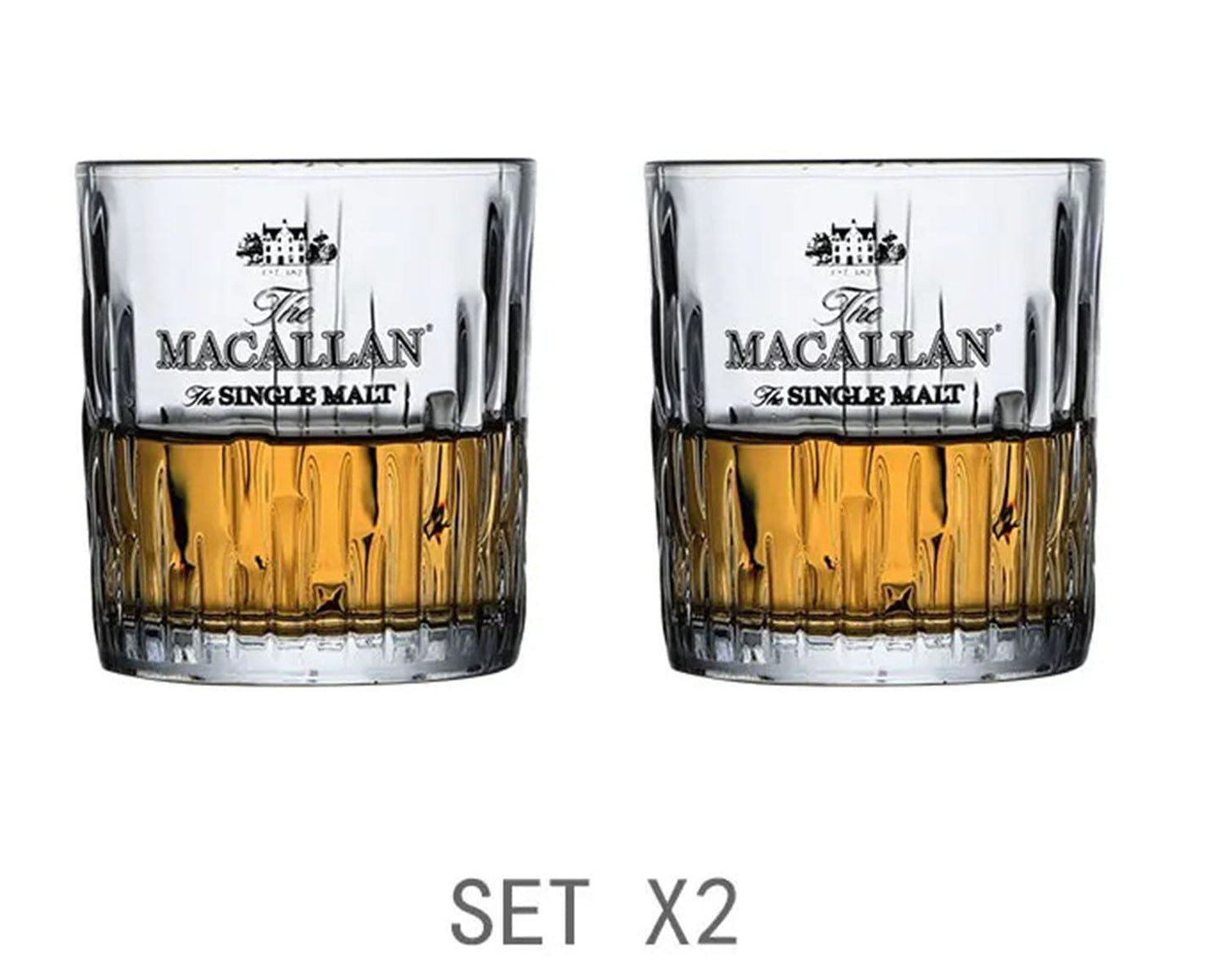 ALDO Kitchen & Dining > Tableware > Drinkware Set of Two Private Collection New Macallan Signature Single Malt  Crystal Faceted  Whiskey Lead-Free Glasses