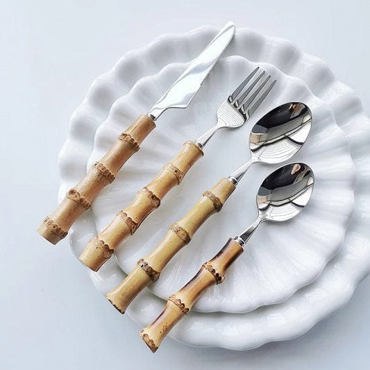ALDO Kitchen & Dining / Tableware / Original Nature Bamboo Handle Stainless Steel  Dinnerware Cutlery Sets