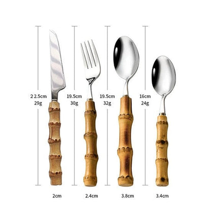 ALDO Kitchen & Dining / Tableware / Original Nature Bamboo Handle Stainless Steel  Dinnerware Cutlery Sets