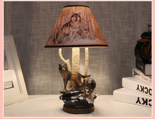 ALDO Lamps> Lighting & Ceiling Fans 15" Toll x 10" Wide Inches / New / resin Art Deco Modern Wolf Shape Table Lamp
