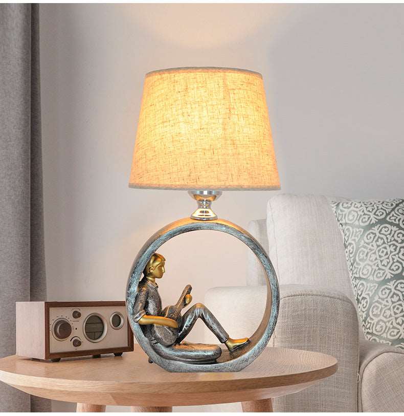 ALDO Lamps> Lighting & Ceiling Fans Art Deco Modern Table Lamp Boy Playing Guitar and Girle Reading The Book