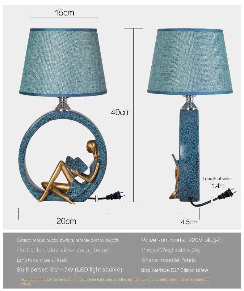 ALDO Lamps> Lighting & Ceiling Fans Art Deco Modern Table Lamp Boy Playing Guitar and Girle Reading The Book