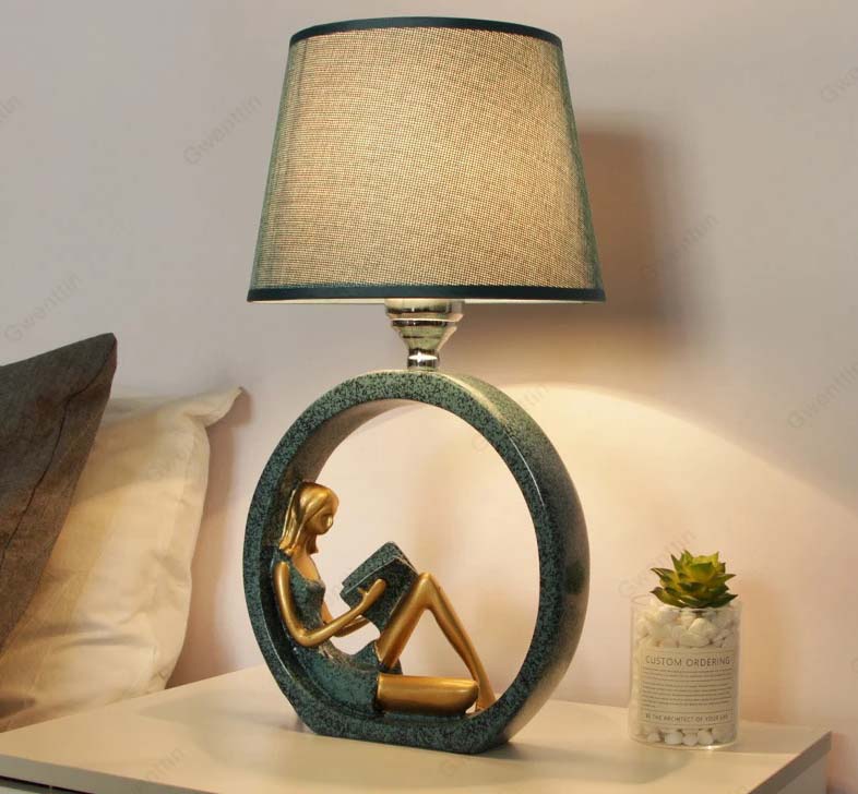 ALDO Lamps> Lighting & Ceiling Fans Art Deco Modern Table Lamp Boy Playing Guitar and Girle Reading The Book