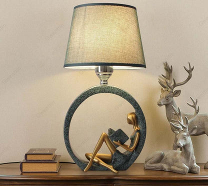 ALDO Lamps> Lighting & Ceiling Fans Girle Reading The Book Art Deco Modern Table Lamp Boy Playing Guitar and Girle Reading The Book