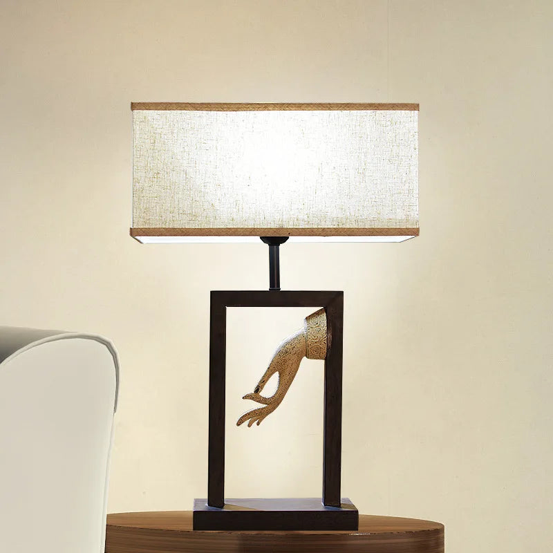 ALDO Lamps> Lighting & Ceiling Fans Modern Romantic Table LED Lamp Solid  Wood with Fabric Shade