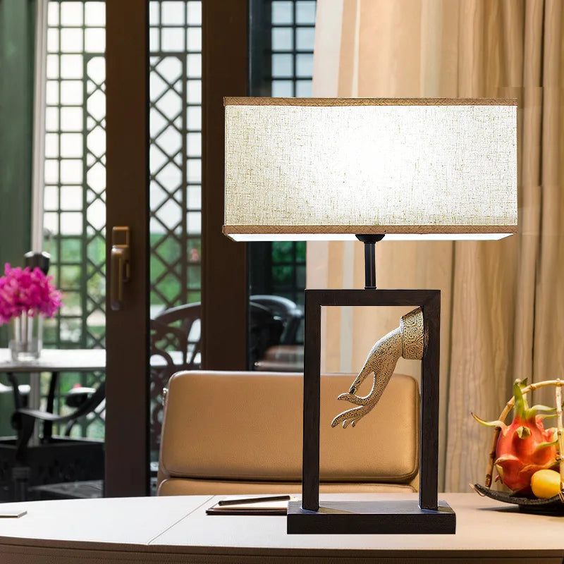 ALDO Lamps> Lighting & Ceiling Fans Modern Romantic Table LED Lamp Solid  Wood with Fabric Shade