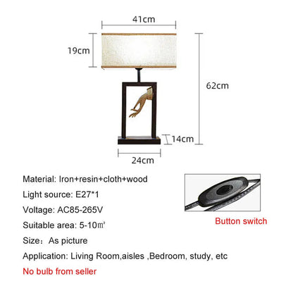 ALDO Lamps> Lighting & Ceiling Fans Modern Romantic Table LED Lamp Solid  Wood with Fabric Shade