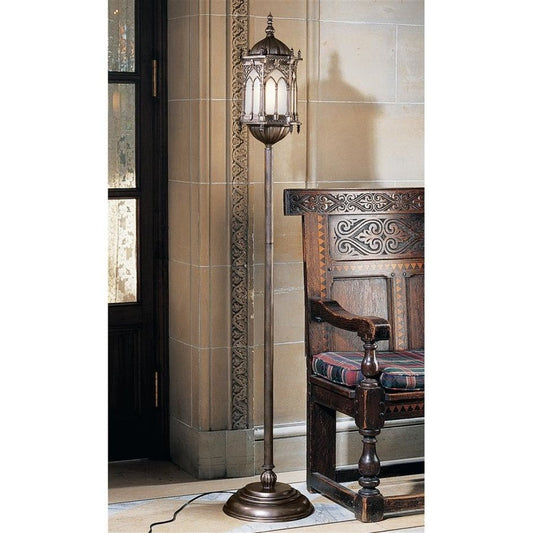 ALDO Lighting > Lamps 14.5"Wx14.5"Dx 68.5"H / New / Metal and Resin Gothic Medieval Lantern  Sculptural Floor Lamp