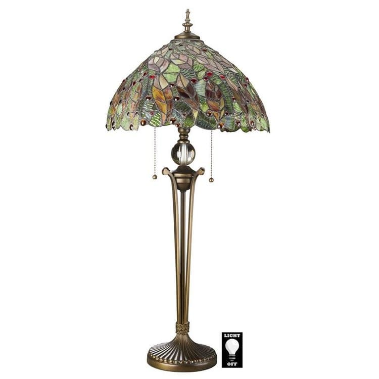 ALDO Lighting > Lamps 16"Wx16"Dx33"H. / New / metal and glass Tiffany-Style Stained Glass Sculptural Floor Lamp
