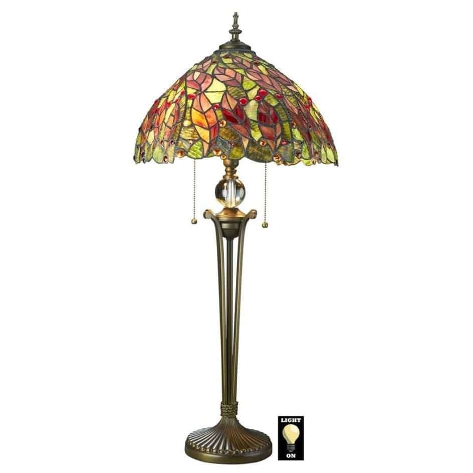 ALDO Lighting > Lamps 16"Wx16"Dx33"H. / New / metal and glass Tiffany-Style Stained Glass Sculptural Floor Lamp