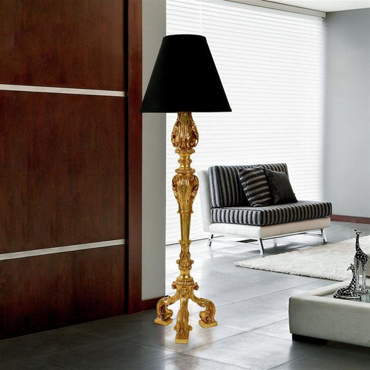 ALDO Lighting > Lamps 20.5"dia.x70.5"H / New / Resin and Real Gold leaf Dark Beuty Floor Lamp With Real Gold Leaf