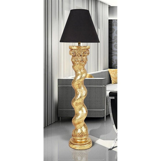 ALDO Lighting > Lamps 26"dia.x73"H. / New / Resin Barley Twist Column With Real Gold Leaf Floor Lamps By Artist Bernini