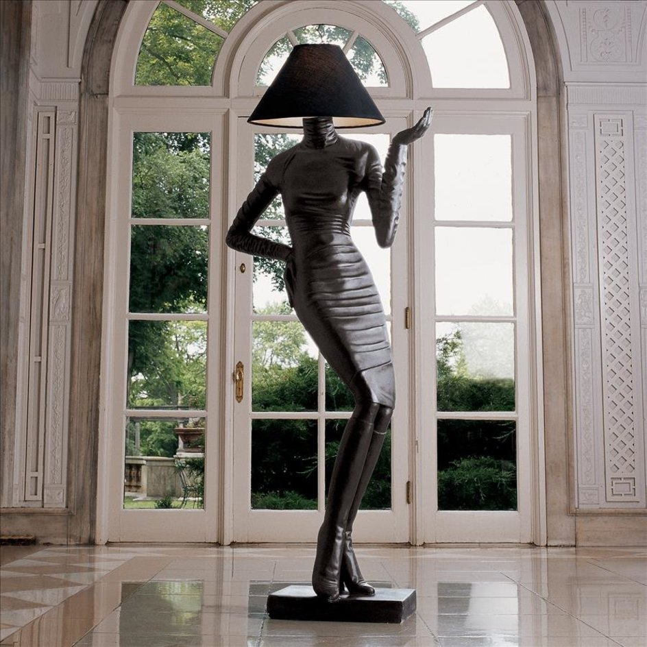 ALDO Lighting > Lamps 35"Wx13.5"Dx76"H / New / Resin Mademoiselle Couture Handmade Sculptural Floor Lamp