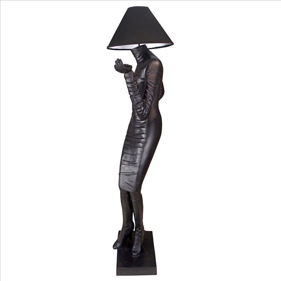ALDO Lighting > Lamps 35"Wx13.5"Dx76"H / New / Resin Mademoiselle Couture Handmade Sculptural Floor Lamp