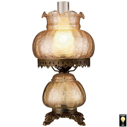 ALDO Lighting > Lamps 8"Wx8"Dx16.5"H. 4 lbs. / New / Glass Victorian Style Rose  Hurricane Table Lamp