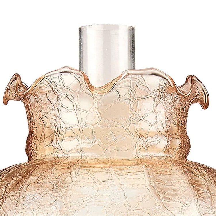 ALDO Lighting > Lamps 8"Wx8"Dx16.5"H. 4 lbs. / New / Glass Victorian Style Rose  Hurricane Table Lamp