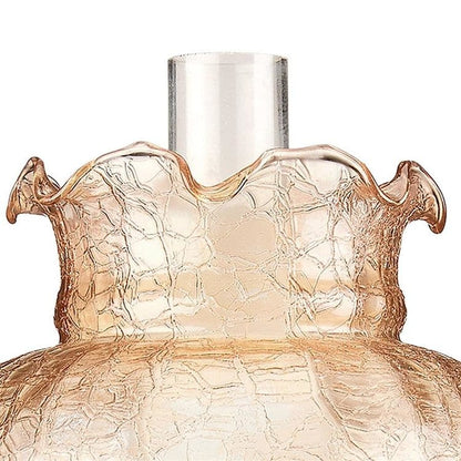 ALDO Lighting > Lamps 8"Wx8"Dx16.5"H. 4 lbs. / New / Glass Victorian Style Rose  Hurricane Table Lamp