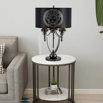 ALDO Lighting > Lamps Large Versace Style  Fabric Lampshade Large Table Top Lamps